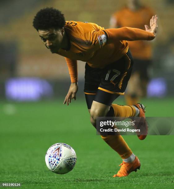 Helder Costa of Wolverhampton Wanderers runs with the ball during the Sky Bet Championship match between Wolverhampton Wanderers and Derby County at...