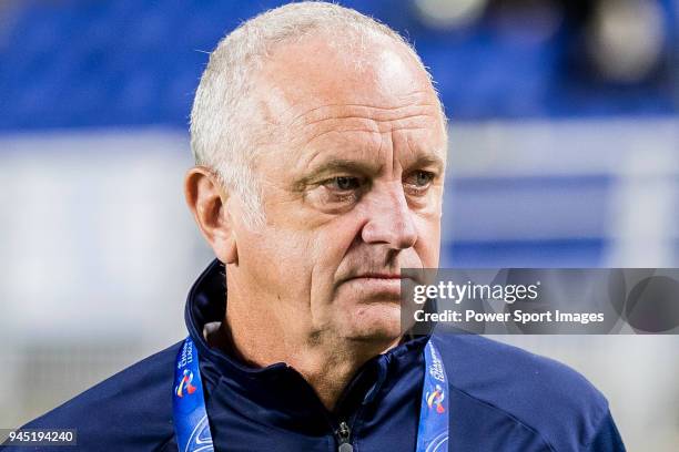 Team manager Graham Arnold of Sydney FC reacts prior to the AFC Champions League 2018 Group H match between Suwon Samsung Bluewings vs Sydney FC at...