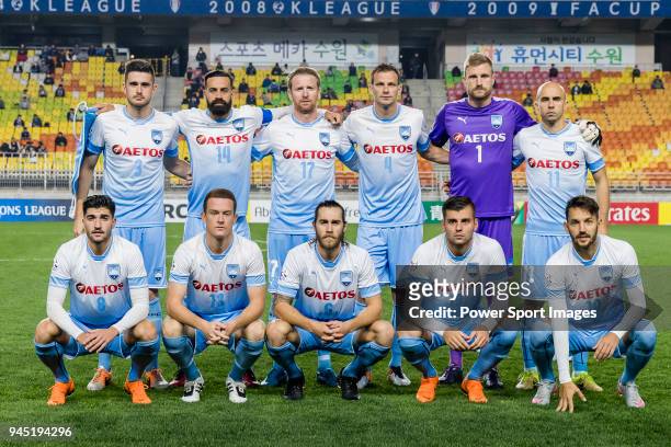 Sydney FC squad poses for photos prior to the AFC Champions League 2018 Group H match between Suwon Samsung Bluewings vs Sydney FC at Suwon World Cup...