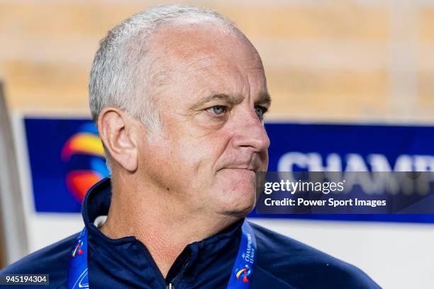 Team manager Graham Arnold of Sydney FC reacts prior to the AFC Champions League 2018 Group H match between Suwon Samsung Bluewings vs Sydney FC at...