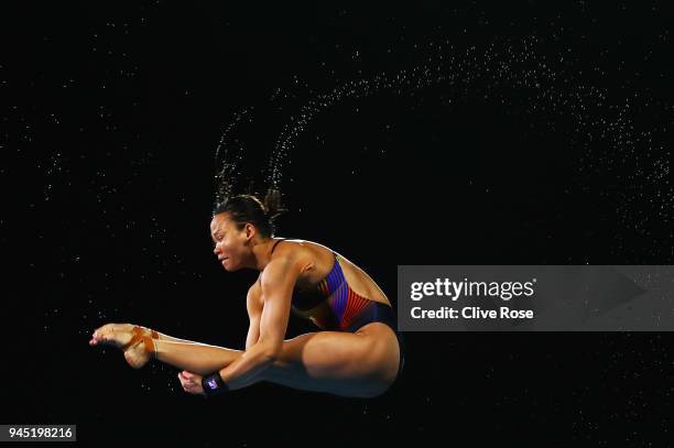 Pandelela Rinong Pamg of Malaysia competes in the Women's 10m Platform Diving Final on day eight of the Gold Coast 2018 Commonwealth Games at Optus...