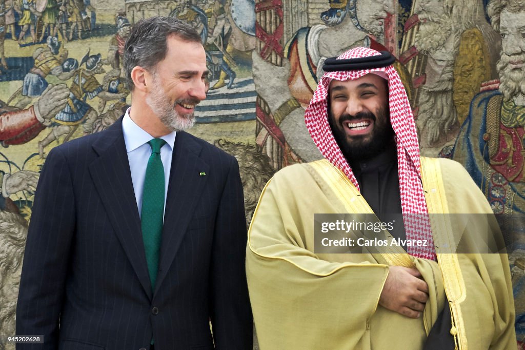 King Felipe Of Spain Receives Crown Prince Of Saudi Arabia