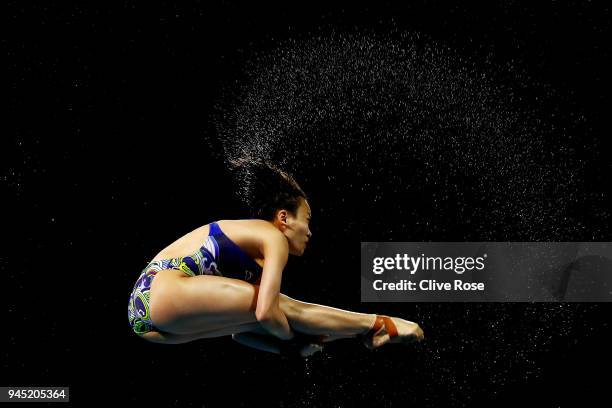 Jun Hoong Cheong of Malaysia competes in the Women's 10m Platform Diving Final on day eight of the Gold Coast 2018 Commonwealth Games at Optus...