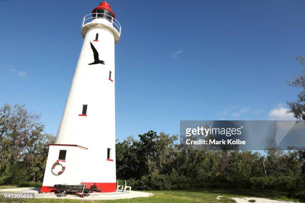 General view is seen of the heritage listed lighthouse of Lady Elliot Island during an athlete Great Barrier Reef experience on day eight of the Gold...