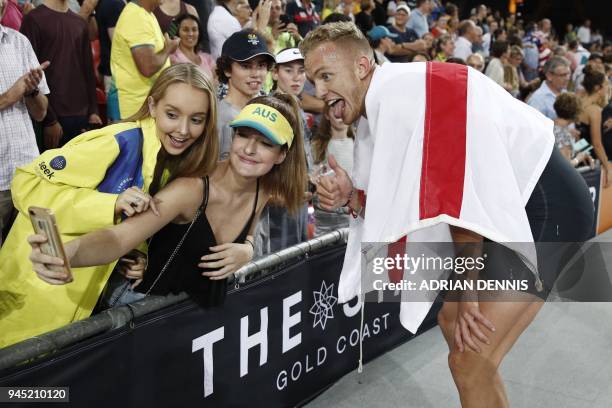 Englands Kyle Langford poses for a photograph after the athletics men's 800m final during the 2018 Gold Coast Commonwealth Games at the Carrara...