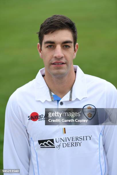 Duanne Olivier of Derbyshire poses for a portrait during Derbyshire CCC Photocall at The 3aaa County Ground on April 12, 2018 in Derby, England.