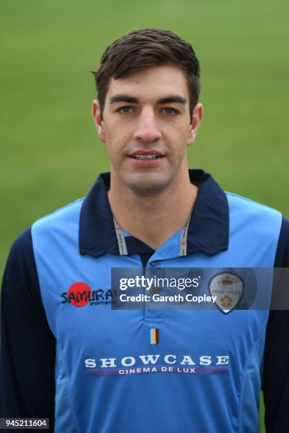 Duanne Olivier of Derbyshire poses for a portrait during Derbyshire CCC Photocall at The 3aaa County Ground on April 12, 2018 in Derby, England.