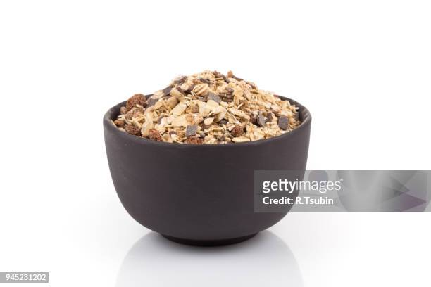 muesli cereals with chocolate - bowl of cereal stock pictures, royalty-free photos & images