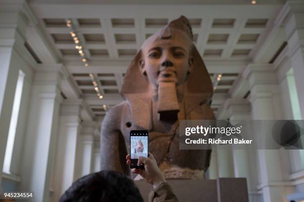 The bust of ancient Egyptian Pharaoh Ramses II, in Room 4 of the British Museum, on 11th April 2018, in London, England.