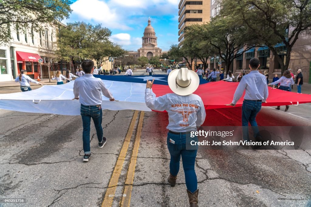 Austin, Texas, the annual Texas Independence Day parade to the Texas Capitol.