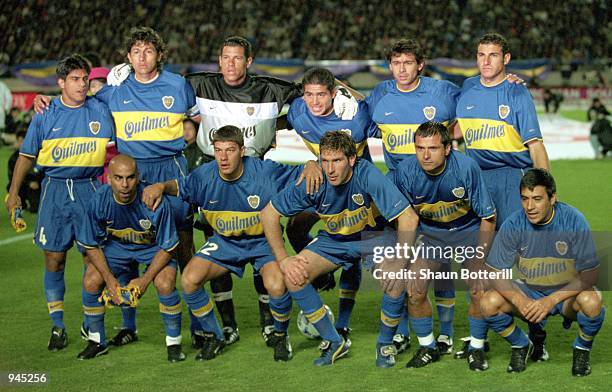 The Boca Juniors team pose for the team photo before the Toyota Intercontinental Cup against Real Madrid in the National Stadiu,Tokyo,Japan. Boca...