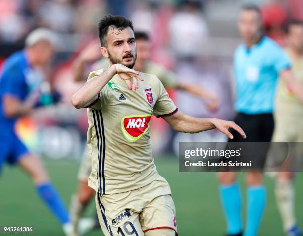 Boban Nikolov of Videoton FC celebrates his goal during the Hungarian OTP Bank Liga match between Budapest Honved and Videoton FC at Bozsik Stadium...