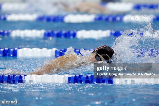 Katie Ledecky of Stanford approaches the wall as she competes in the 1650 yard freestyle during the Division I Women's Swimming & Diving Championship...