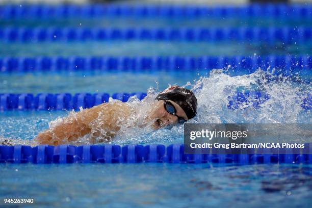 Katie Ledecky of Stanford approaches the wall as she competes in the 1650 yard freestyle during the Division I Women's Swimming & Diving Championship...