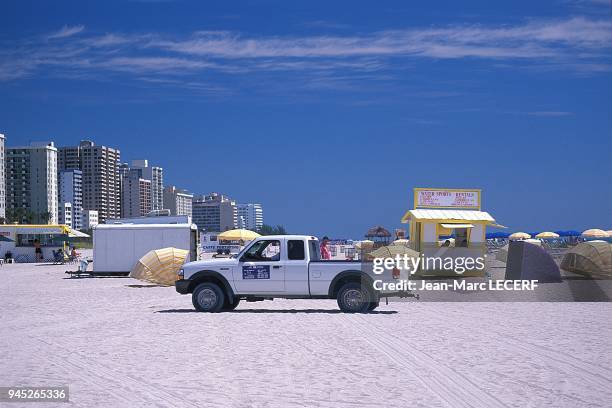 Miami beach plage patrouille de plage poste de surveillance, Floride, USA.