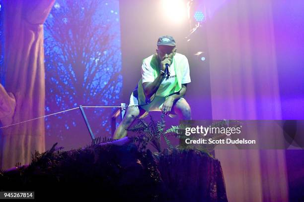 Rapper Tyler, The Creator of the Odd Future collective performs onstage at The Shrine Auditorium on April 11, 2018 in Los Angeles, California.