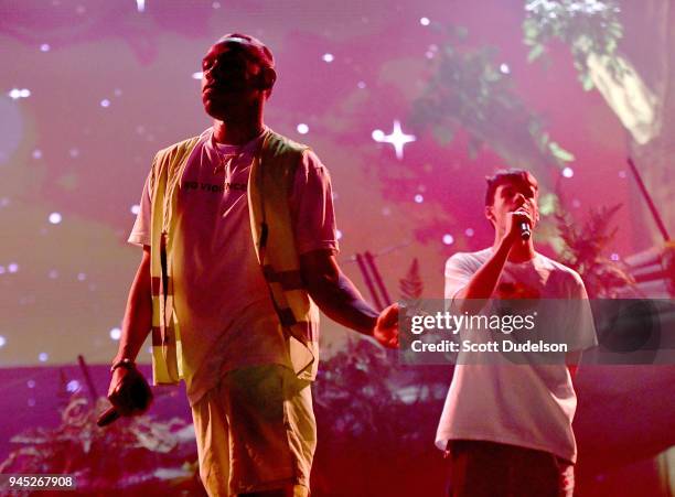 Rapper Tyler, The Creator of the Odd Future collective performs onstage at The Shrine Auditorium on April 11, 2018 in Los Angeles, California.