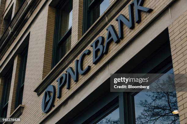 Signage is displayed on the exterior of a PNC Financial Services Group Inc. Bank branch in Birmingham, Alabama, U.S., on Wednesday, April 11, 2018....