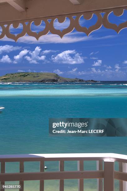 West indies saint barthelemy anse grand cul de sac landscape sea lagoon architecture detail frieze terrace antilles saint barthelemy anse grand cul...