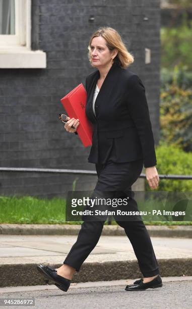 Home Secretary Amber Rudd arrives in Downing Street, London, for a cabinet meeting to discuss the Syria conflict.