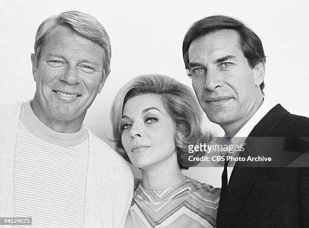Impossible featuring from left Peter Graves as James Phelps, Barbara Bain as Cinnamon Carter and Martin Landau as Rollin Hand, May 16, 1967.