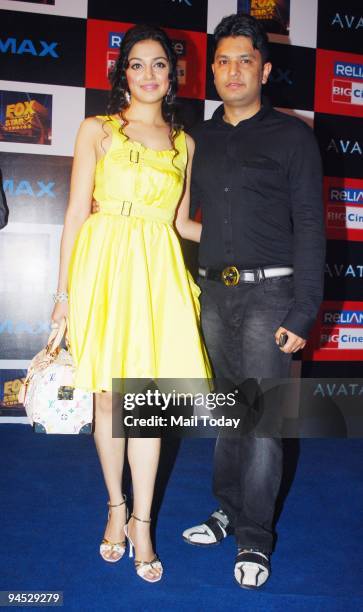 Bhushan Kumar of T-Series with wife Divya Khosla at the Indian premiere of the film 'Avatar' in Mumbai on Tuesday, December 15, 2009.