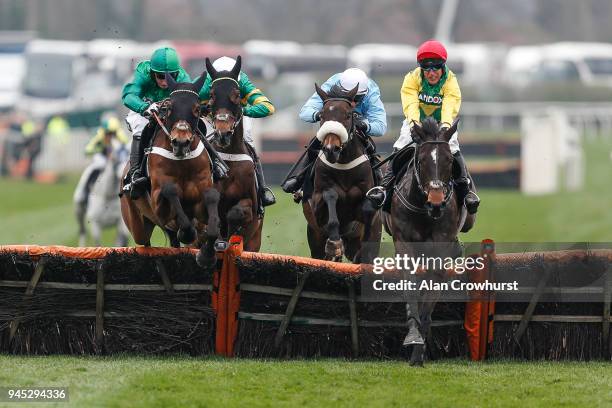 Daryl Jacob riding L'Ami Serge clear the last to win The Betway Aintree Hurdle Race at Aintree racecourse on April 12, 2018 in Liverpool, England.