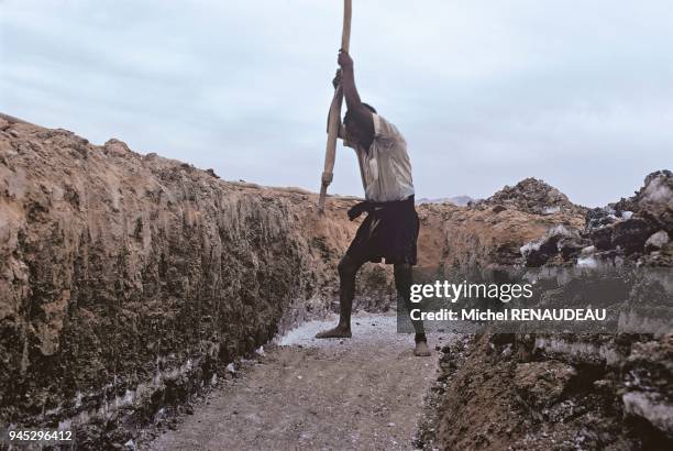 MAURITANIE DANS LES MINES DE SEL DU NORD DU PAYS LE SEL EST A FLEUR DE TERRE MAIS LES CONDITIONS D4EXTRACTION SONT TRES DUR MAURITANIE DANS LES MINES...