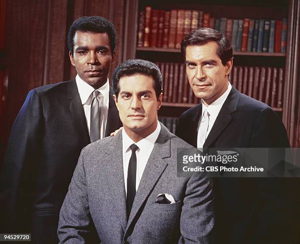 Impossible cast members from left, Greg Morris as Barney Collier, Peter Lupus as Willy Armitage and Martin Landau as Rollin Hand, June 28, 1968.
