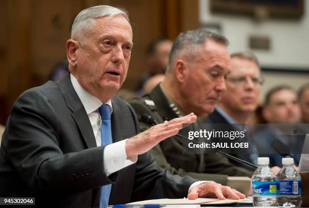 Secretary of Defense James Mattis and Chairman of the Joint Chiefs of Staff General Joseph Dunford testify about the Fiscal Year 2019 National...