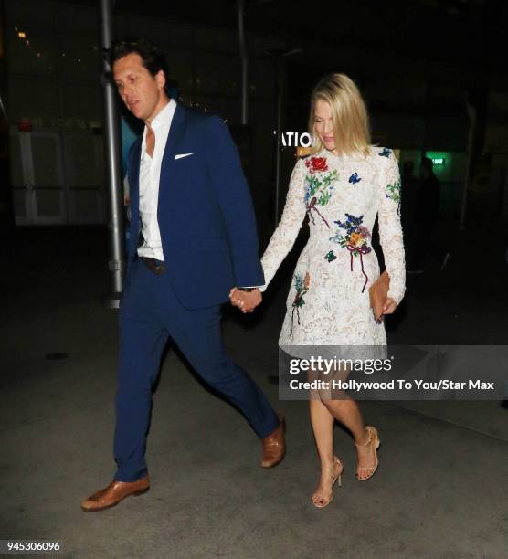 Ali Larter and Hayes MacArthur are seen on April 11, 2018 in Los Angeles, California.