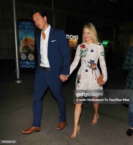 Ali Larter and Hayes MacArthur are seen on April 11, 2018 in Los Angeles, California.