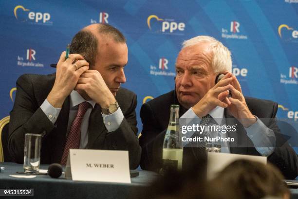 Press conference with Laurent Wauquiez, Chairman of the Republican Group, Joseph Daul, Chairman of the EPP, Manfred Weber, Chairman of the EPP Group,...