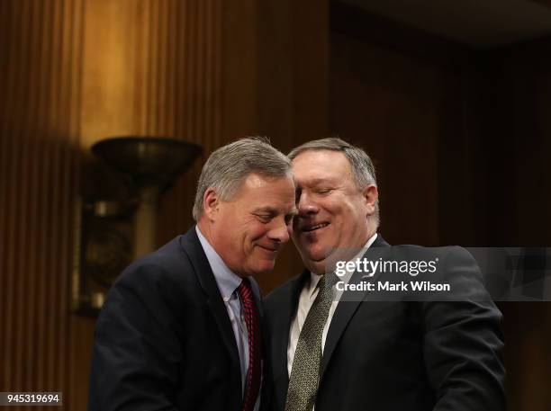 Secretary of State nominee Mike Pompeo , thanks Sen. Richard Burr , for his comments during his confirmation hearing before a Senate Foreign...