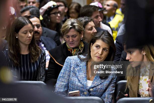 Nikki Haley, U.S. Ambassador to the United Nations , attends the Senate Foreign Relations Committee confirmation hearing for Michael Pompeo, director...