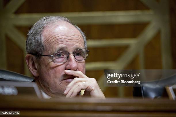 Senator Jim Risch, a Republican from Idaho, listens during a Senate Foreign Relations Committee confirmation hearing for Michael Pompeo, director of...