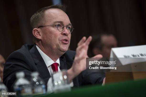 Mick Mulvaney, acting director of the Consumer Financial Protection Bureau , speaks during a Senate Banking, Housing & Urban Affairs Committee...