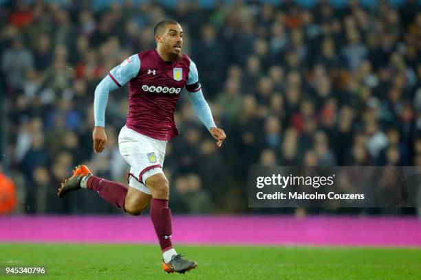 Lewis Grabban of Aston Villa during the Sky Bet Championship match between Aston Villa and Cardiff City at Villa Park on April 10, 2018 in...