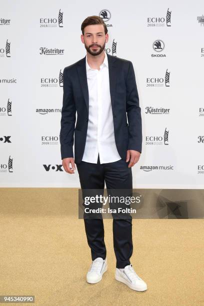 Marvin Plattenhardt arrives for the Echo Award at Messe Berlin on April 12, 2018 in Berlin, Germany.