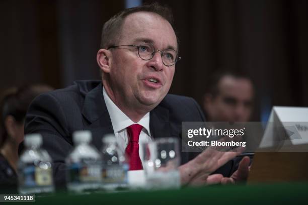 Mick Mulvaney, acting director of the Consumer Financial Protection Bureau , speaks during a Senate Banking, Housing & Urban Affairs Committee...