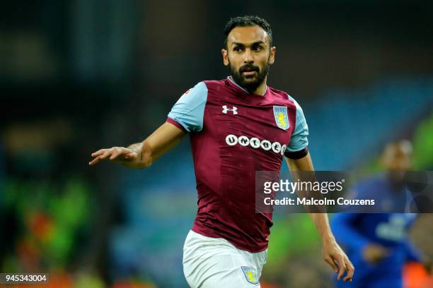 Ahmed Elmohamady of Aston Villa during the Sky Bet Championship match between Aston Villa and Cardiff City at Villa Park on April 10, 2018 in...
