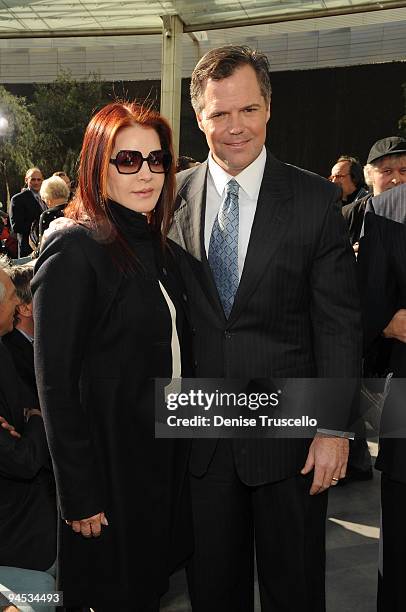 Priscilla Presley and MGM Mirage Chairman and CEO Jim Murren during the grand opening news conference for the Aria Resort & Casino at CityCenter...