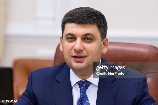 Prime Minister of Ukraine Volodymyr Groysman during meeting in Kyiv, Ukraine. April 12, 2018