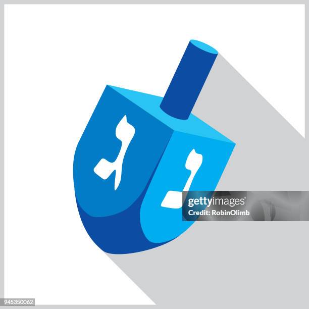 ilustrações, clipart, desenhos animados e ícones de ícone azul dreidel - pião