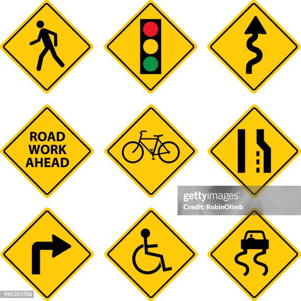 ilustrações de stock, clip art, desenhos animados e ícones de nine road signs - street sign