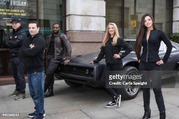 Chris Burns, Chris Morena, Mark Ebulue, Jessica Hawkins and Elysia Wren from 'Fast & Furious Live' pictured outside Hard Rock Cafe on April 12, 2018...