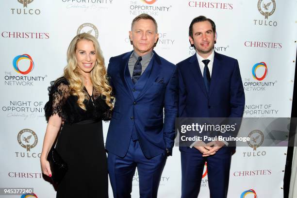 Jaclyn Fulop, Daniel Craig and Steven Fulop attend The Opportunity Network's 11th Annual Night of Opportunity Gala at Cipriani Wall Street on April...