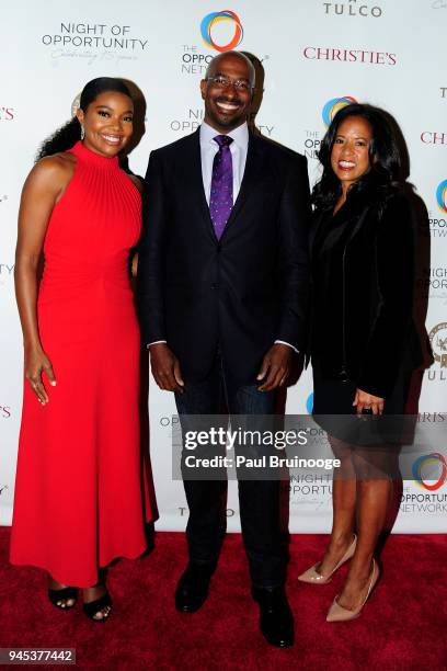 Gabrielle Union, Van Jones and Michelle Ebanks attend The Opportunity Network's 11th Annual Night of Opportunity Gala at Cipriani Wall Street on...