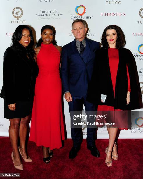 Michelle Ebanks, Gabrielle Union, Daniel Craig and Rachel Weisz attend The Opportunity Network's 11th Annual Night of Opportunity Gala at Cipriani...