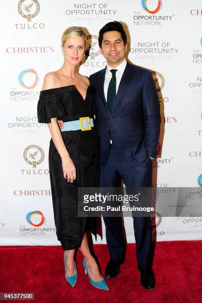Nicky Hilton Rothschild and Varun Chandra attend The Opportunity Network's 11th Annual Night of Opportunity Gala at Cipriani Wall Street on April 9,...